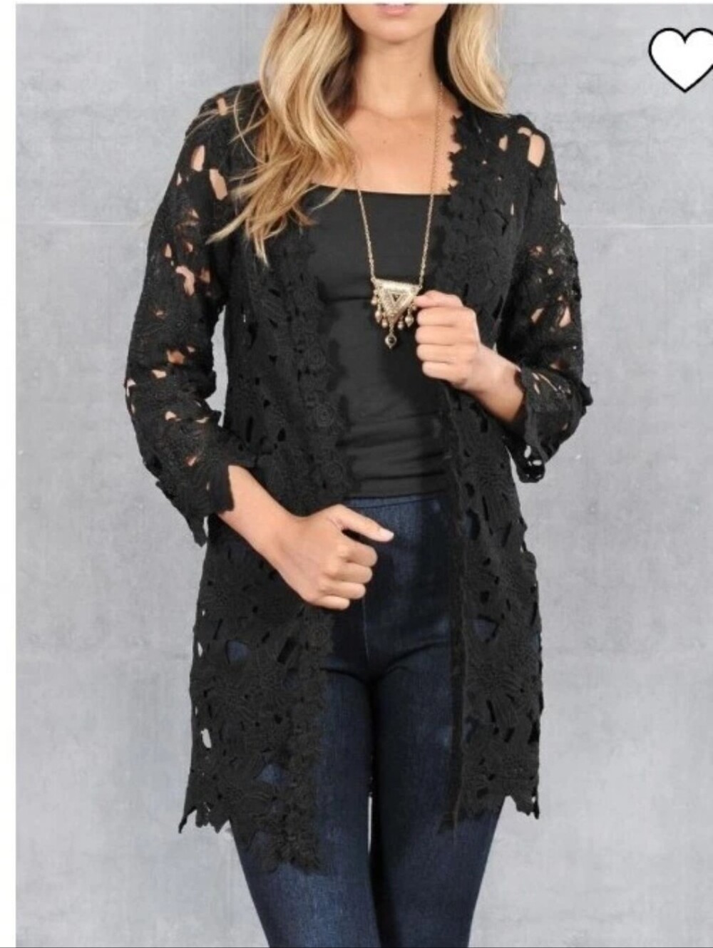 Black Crochet Open-Front Women’s Cardigan Dark Romantic